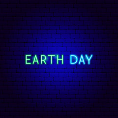 Fototapeta na wymiar Earth Day Neon Text