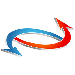 Arrows blue red heating and air conditioning symbol for business