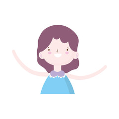 cute little girl happy cartoon character portrait