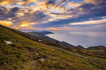 Jaizkibel a natural wonder and its beautiful sunset. Basque Country