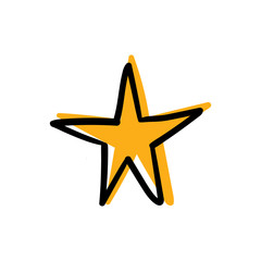 Star doodle icon. Hand drawn illustration.