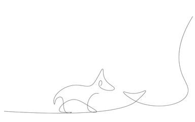 Cute dog puppy continuous line drawing vector illustration