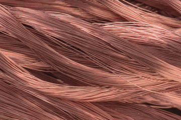Copper raw material industry, wire scrap as background