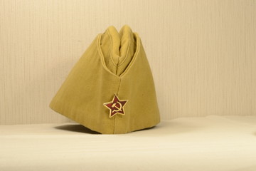 Summer headdress, military cap full-face soldier of the Soviet army on a white background.