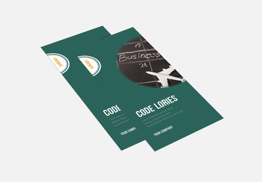 Trifold Brochure Layout with Dark Green Accents