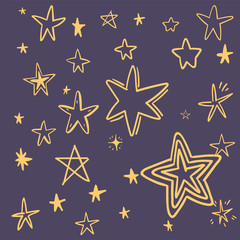 Star doodles collection. Set of hand drawn stars. Sketch illustrations,