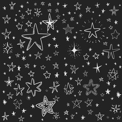 Star doodles collection. Set of hand drawn stars. Sketch illustrations,
