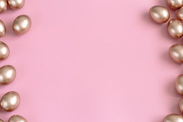 Background with Easter eggs in gold color.