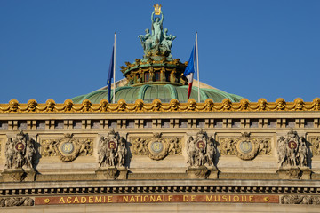Fronton de l’Opéra Garnier à Paris, France