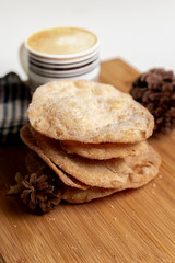 homemade Christmas fritters with coffee