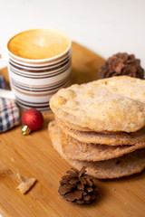 homemade Christmas fritters with coffee