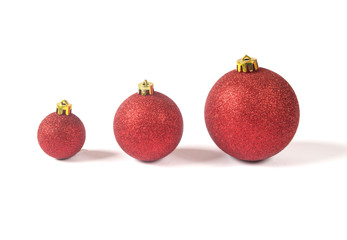 red christmas bals isolated on white background