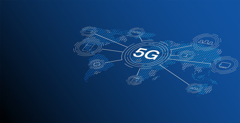 5G new wireless internet wifi connection. Big data binary code flow numbers.  Global network high speed innovation connection data rate technology vector illustration