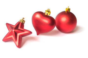 red christmas bals isolated on white background