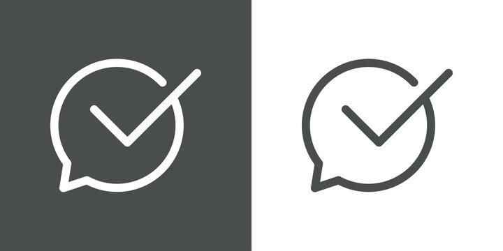 Icono plano lineal tilde en burbuja de habla en fondo gris y fondo blanco