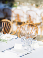 Table setting for an event party or wedding reception