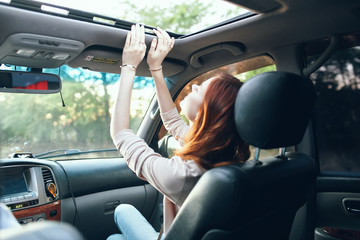 woman driving a car