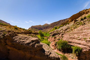 Mountain river in the high  Aït Bouguemez valley in Morocco