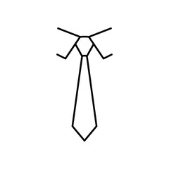 Icono plano lineal corbata y cuello camisa en color negro