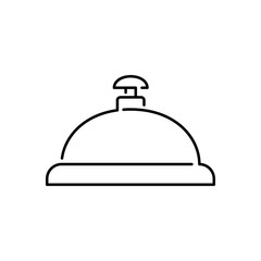 Icono plano lineal campana de recepción de hotel en color negro