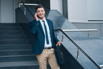 businessman talking on phone