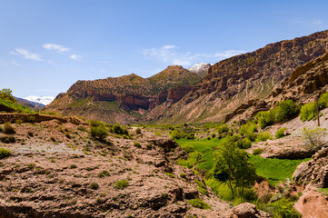 Mountain river in the high Aït Bouguemez valley in Morocco