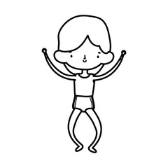 cute little girl happy cartoon character thick line