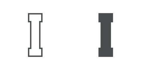 Logotipo letra I de bloques estilo contorno y estilo relleno en color gris