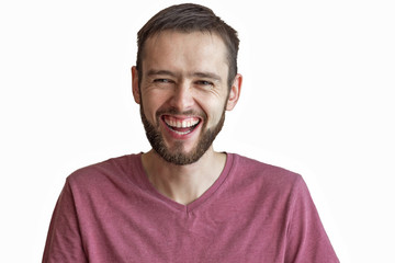 Laugh beard man portrait smiling happy