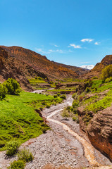 Mountain river in the high  Aït Bouguemez valley in Morocco