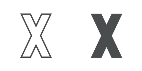 Logotipo letra X de bloques estilo contorno y estilo relleno en color gris © teracreonte