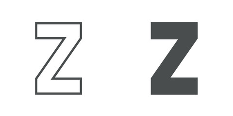 Logotipo letra Z de bloques estilo contorno y estilo relleno en color gris © teracreonte