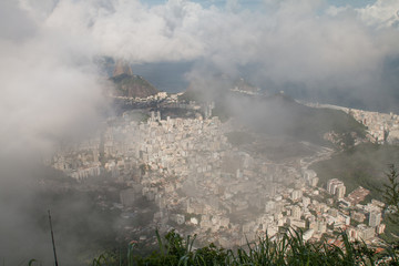 Fototapeta premium View of the Sugar loaf mountain in the clouds, Rio de Janeiro, Brazil, South America