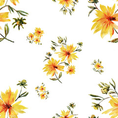 Illustration watercolor. Seamless pattern. Flowers