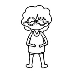 Fototapeta premium cute little boy cartoon character design thick line