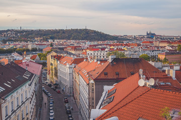 View of Prague at sunset, Czech Republic