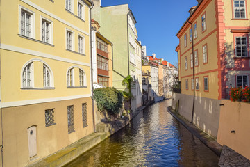 Fototapeta na wymiar View of the canal in the center of prague, Czech Republic