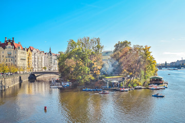 View of Zofin island, Prague, Czech Republic