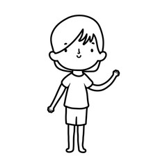 cute little boy cartoon character design thick line