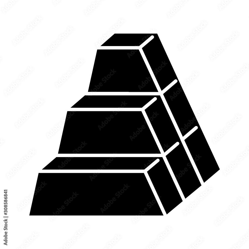 Poster bricks glyph icon. stock of dimensional blocks. geometric figures. decorative element. abstract shap
