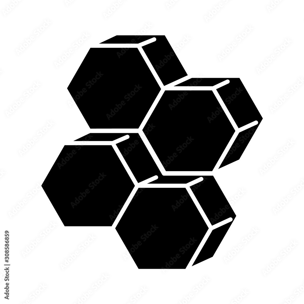 Poster combs glyph icon. dimensional geometric figures. complex decorative element. stock of honeycombs. ab