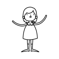 cute little girl happy cartoon character thick line