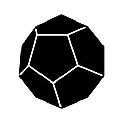 Dodecahedron glyph icon. Geometric figure with hexagon base. Decorative graphic element. Flat abstract shape. Isometric form. Silhouette symbol. Negative space. Vector isolated illustration