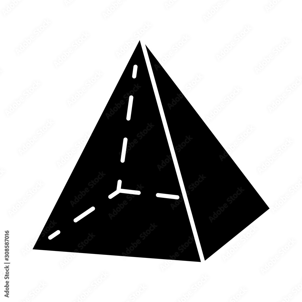 Poster pyramid glyph icon. geometric figure. decorative simple element. geometry model. abstract shape. iso