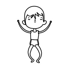 cute little boy cartoon character design thick line