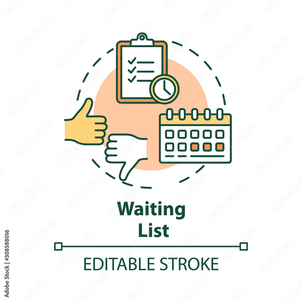 Poster waiting list concept icon. planning. time management. tasks prioritization. strategy development. de