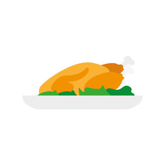 Roast turkey icon. Thanksgiving dinner - Vector illustration
