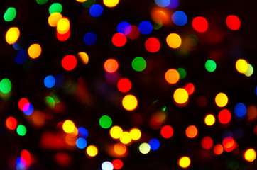 Colorful bokeh on black abstract background