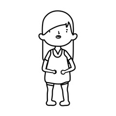 cute little girl happy cartoon character thick line