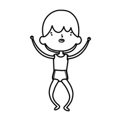 cute little boy cartoon character design thick line